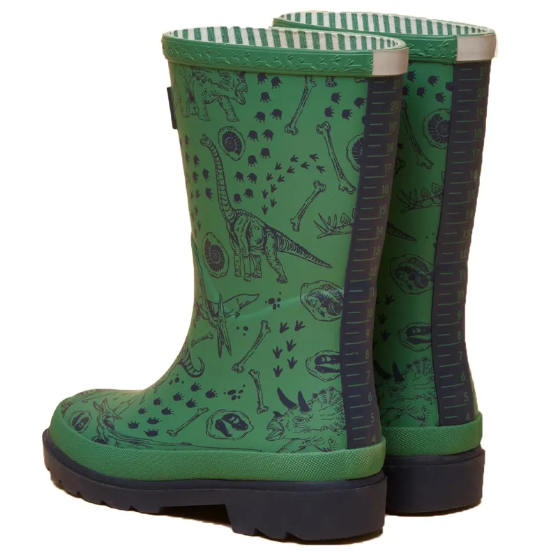 Joules Printed Junior Rain Boots - Green Dino-2