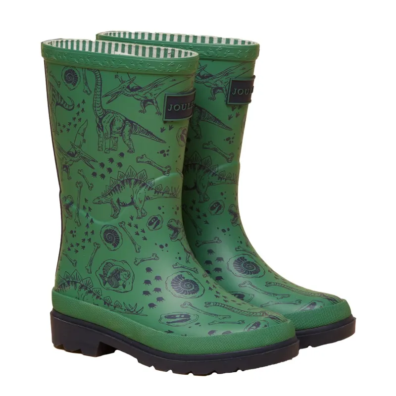 Joules Printed Junior Rain Boots - Green Dino