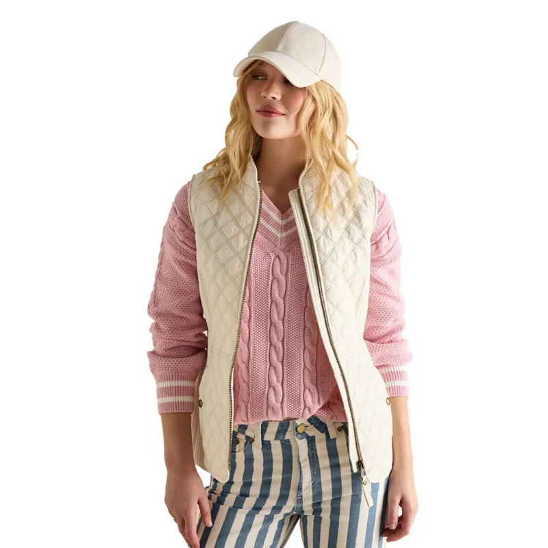 Joules Minx Womens Showerproof Diamond Quilted Vest - Cream-1