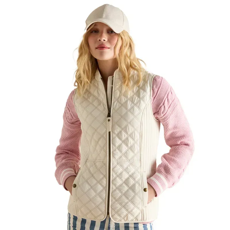 Joules Minx Womens Showerproof Diamond Quilted Vest - Cream