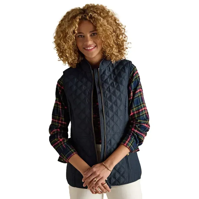 Joules Minx Womens Water-Resistant Diamond Quilted Vest - Navy-2