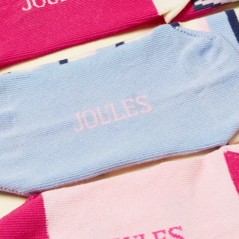 Joules Neat Feet Girls Socks 3 Pack - Hold Your Horses/Pink/Blue-2