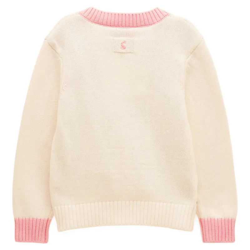 Joules Pippa Girls Knitted Cardigan - Cream/Horse-1