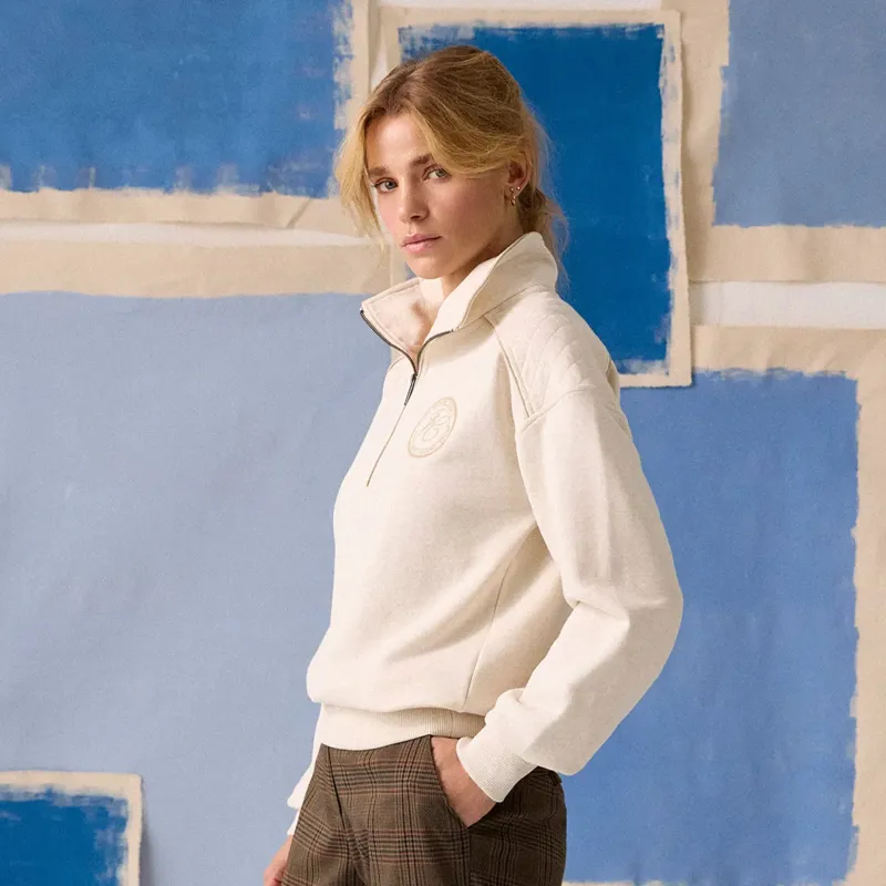 Joules Racquet Women's 1/4 Zip Sweatshirt - Oatmeal-1