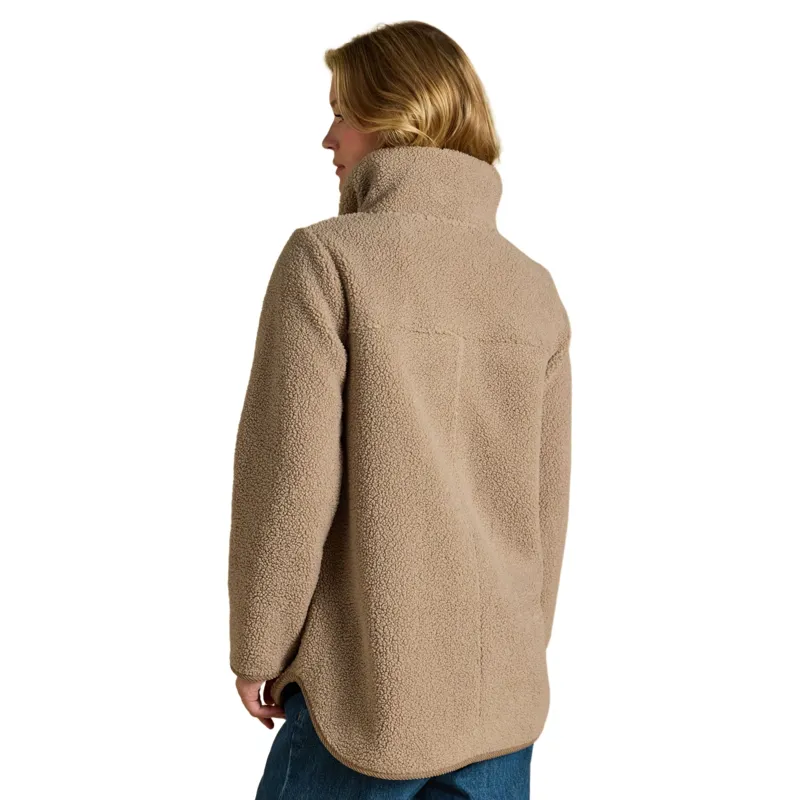Joules Sadie Longline Button Through Fleece Jacket - Mushroom-2