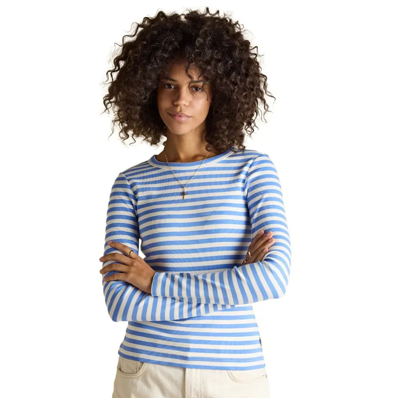 Joules Sophie Women's Ribbed Long Sleeve T-Shirt - Blue Stripe