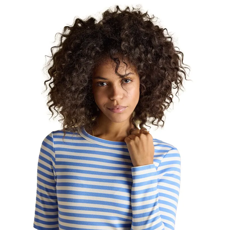 Joules Sophie Women's Ribbed Long Sleeve T-Shirt - Blue Stripe-2