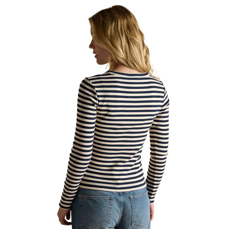 Joules Sophie Women's Ribbed Long Sleeve T-Shirt - Navy/Oatmeal Stripe-3