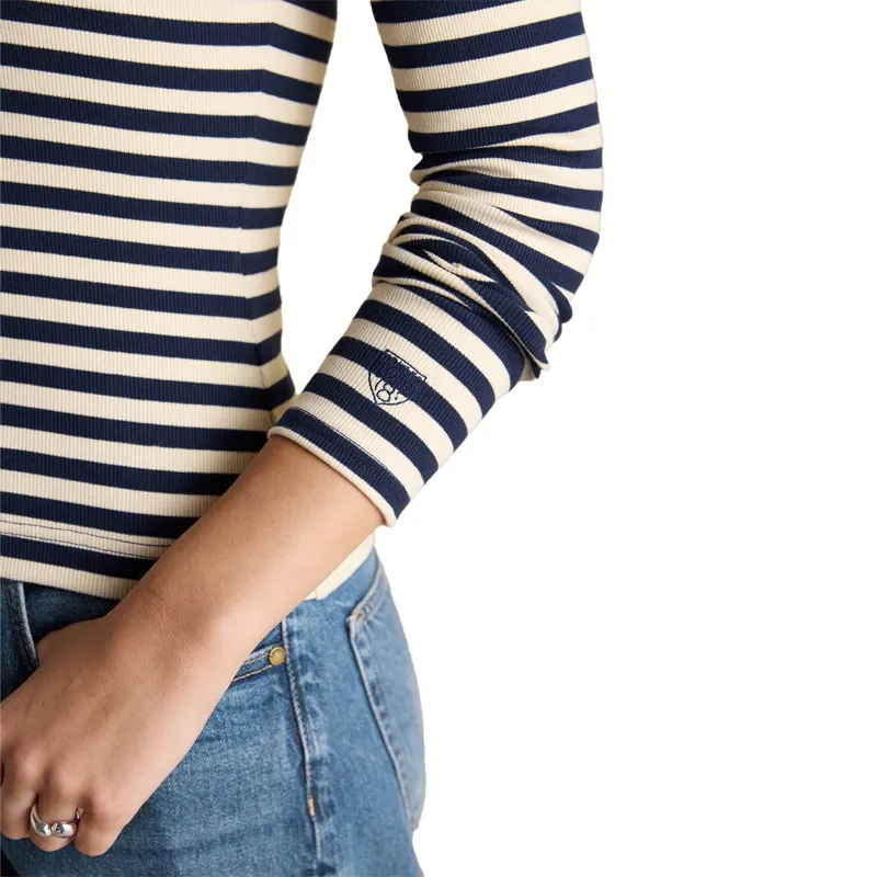 Joules Sophie Women's Ribbed Long Sleeve T-Shirt - Navy/Oatmeal Stripe-4