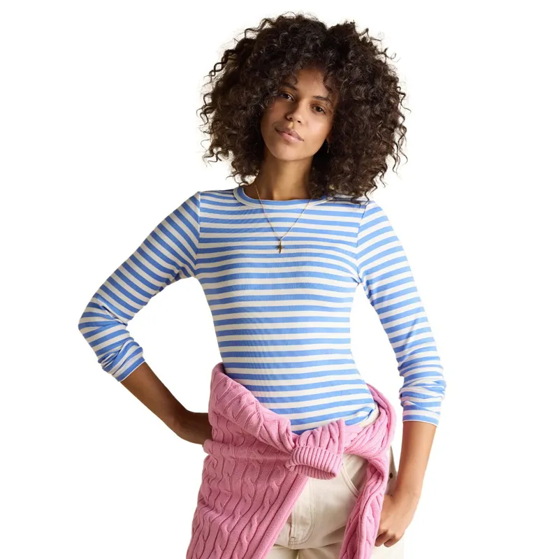 Joules Sophie Women's Ribbed Long Sleeve T-Shirt - Blue Stripe-4