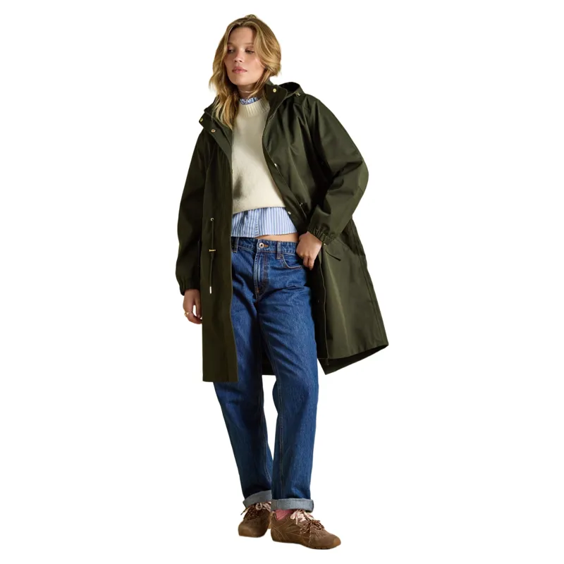 Joules Stormwell Womens Waterproof Longline Raincoat - Green-4