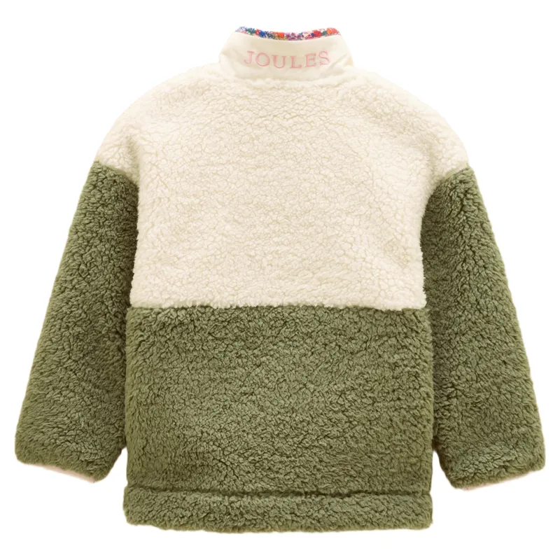 Joules Tilly Junior Girls Zip Through Sherpa Fleece - Khaki-1