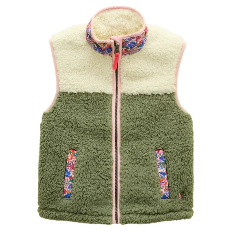 Joules Tilly Junior Girls Fleece Vest - Khaki
