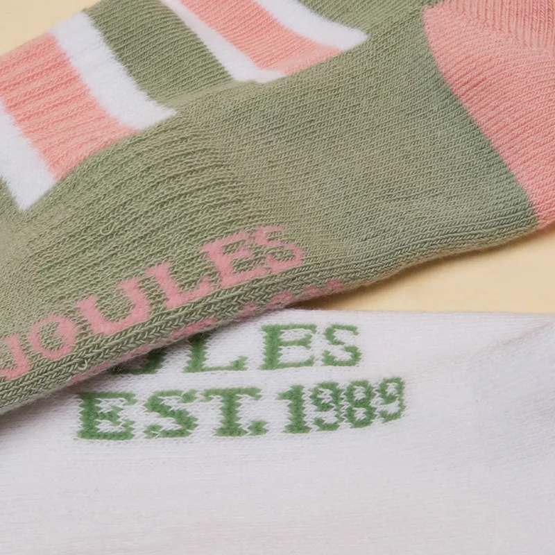 Joules Volley Women's Tennis Socks 2 Pack - Green/Pink-1
