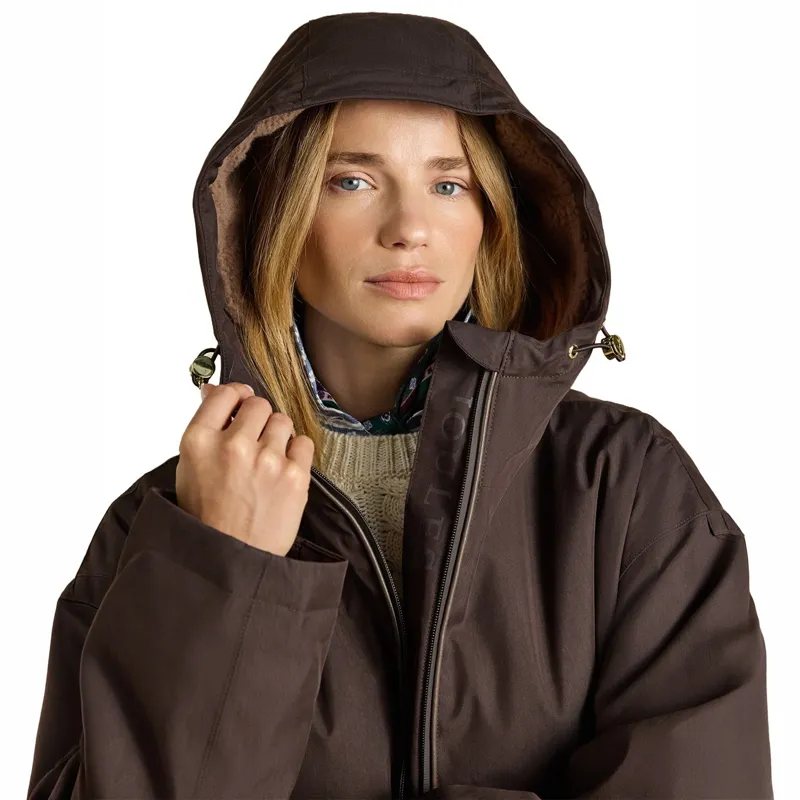 Joules Coverall Oversized Women's Waterproof Coat - Chocolate Brown-4