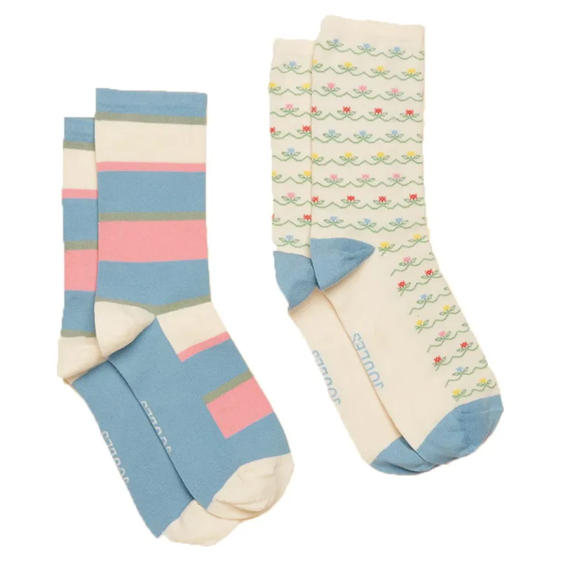 Joules Everyday Women's Socks 2 Pack - Blue/Ecru