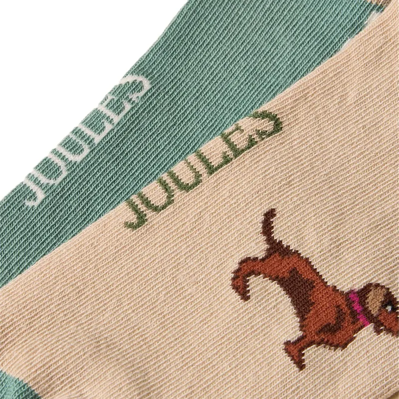Joules Everyday Women's Socks 2-Pack - Khaki/Cream-2