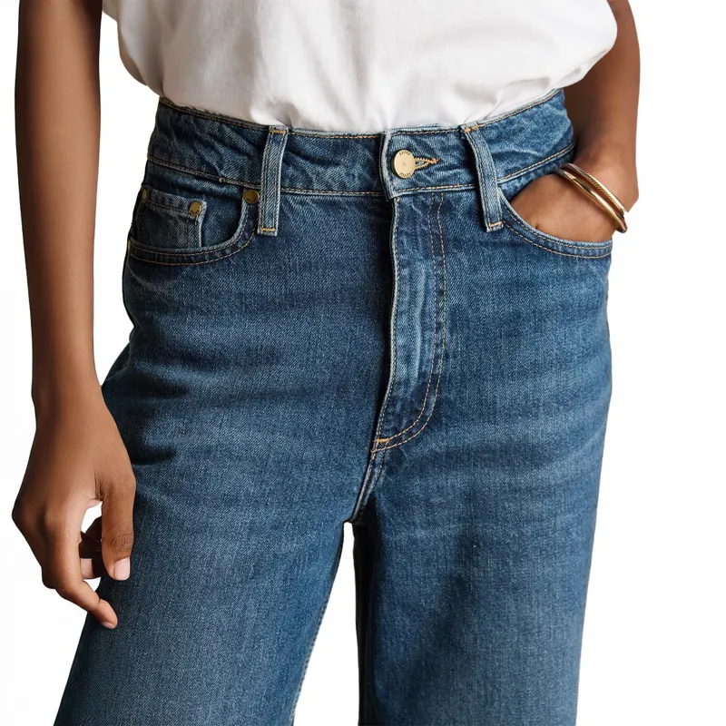 Joules High Rise Wide Leg Women's Jeans - Blue-3