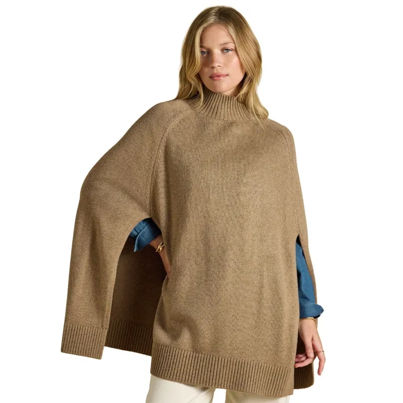 Joules Women's Knitted Cape - Tan/Horse Intarsia