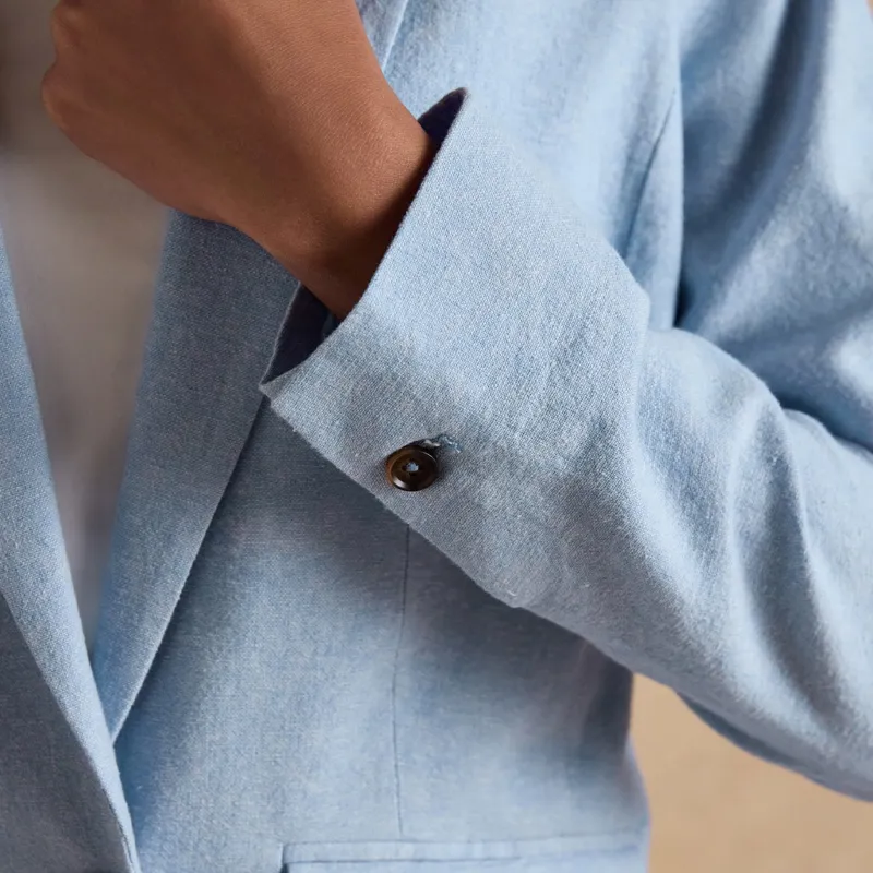 Joules Linen Blend Women's Blazer - Light Blue-7