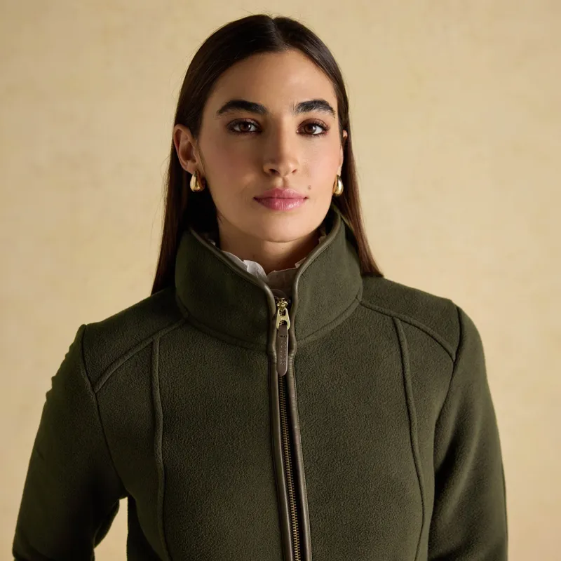 Joules Heritage Womens Longline Zip Up Polar Fleece Jacket - Green-6