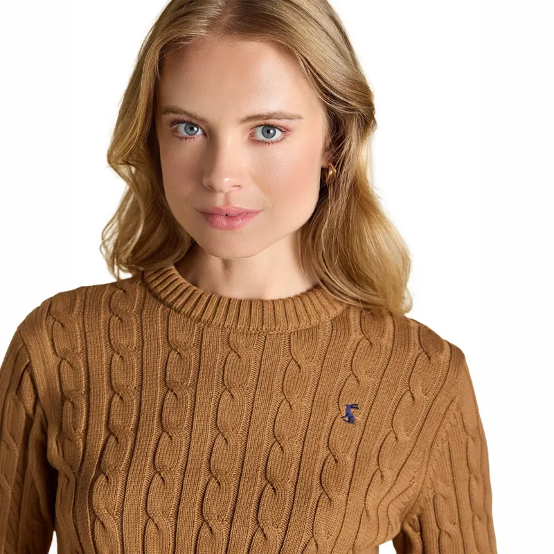 Joules Classic Cable Cotton Women's Crew Neck Sweater - Camel-3