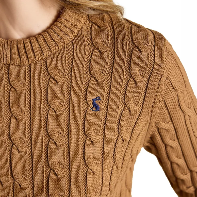 Joules Classic Cable Cotton Women's Crew Neck Sweater - Camel-6
