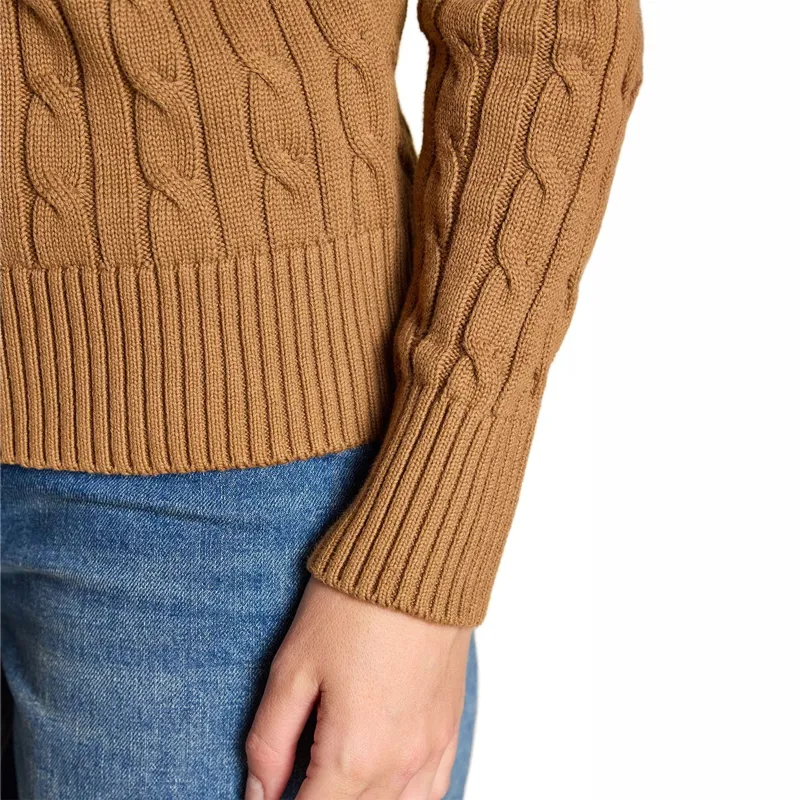 Joules Classic Cable Cotton Women's Crew Neck Sweater - Camel-7