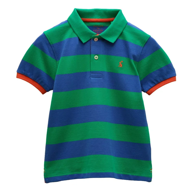 Joules Woody Junior Boys Polo Shirt - Green/Blue/Stripe