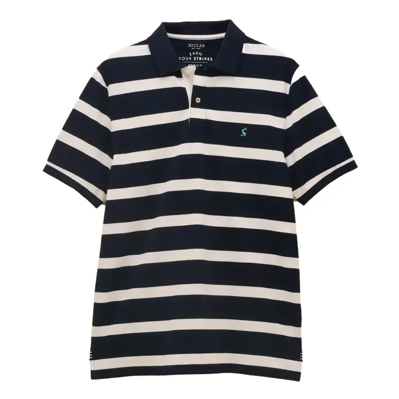 Joules Woody Stripe Men's Cotton Pique Polo Shirt - Navy/White-1