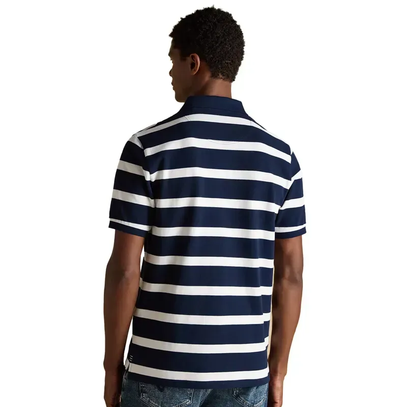 Joules Woody Stripe Men's Cotton Pique Polo Shirt - Navy/White-2