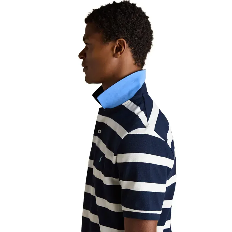 Joules Woody Stripe Men's Cotton Pique Polo Shirt - Navy/White-3