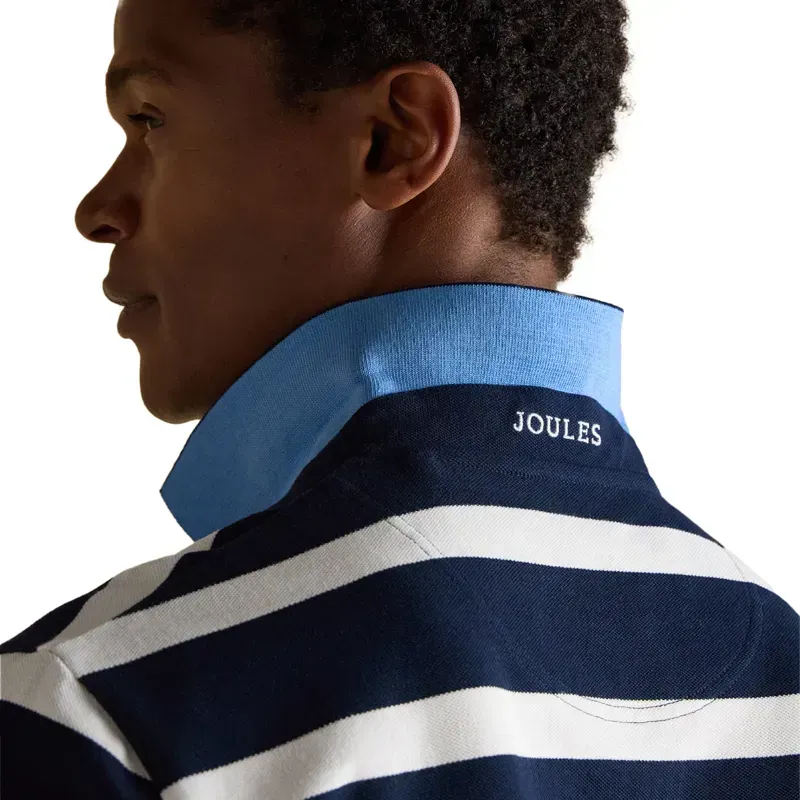 Joules Woody Stripe Men's Cotton Pique Polo Shirt - Navy/White-5