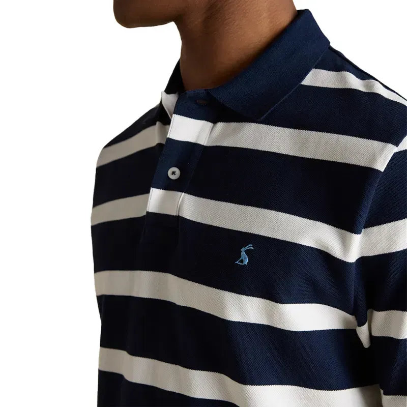 Joules Woody Stripe Men's Cotton Pique Polo Shirt - Navy/White-6