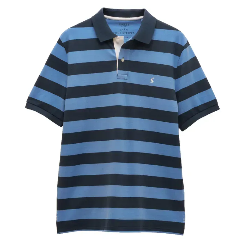 Joules Woody Stripe Men's Cotton Pique Polo Shirt - Blue/Navy-2