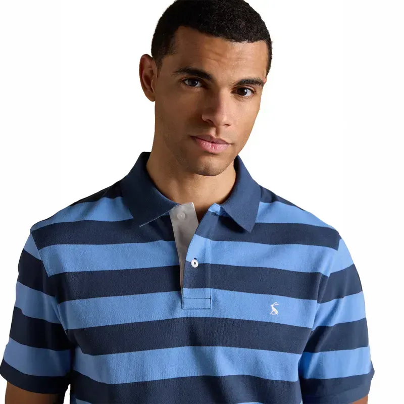 Joules Woody Stripe Men's Cotton Pique Polo Shirt - Blue/Navy-4