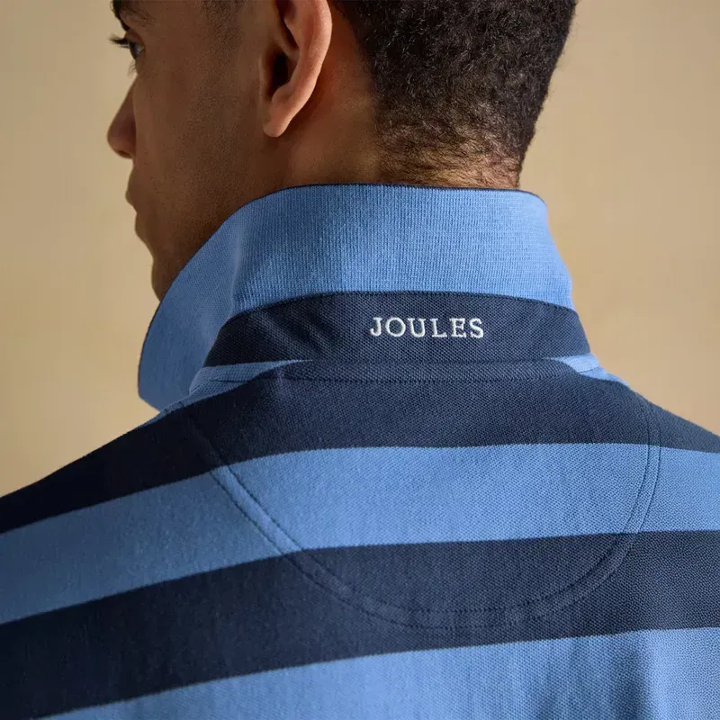 Joules Woody Stripe Men's Cotton Pique Polo Shirt - Blue/Navy-6