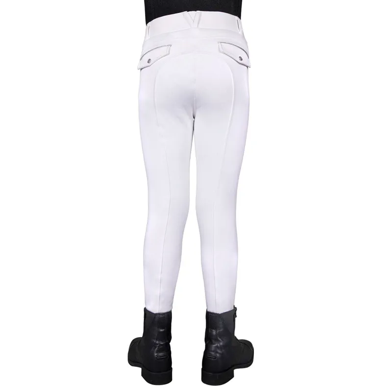 QHP Juliet Winter Full Grip Junior Riding Tights - White-3
