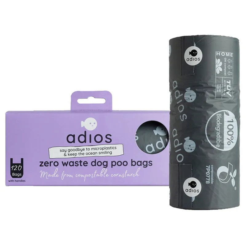 Adios Handle On a Roll Jumbo Poop Bags - Black