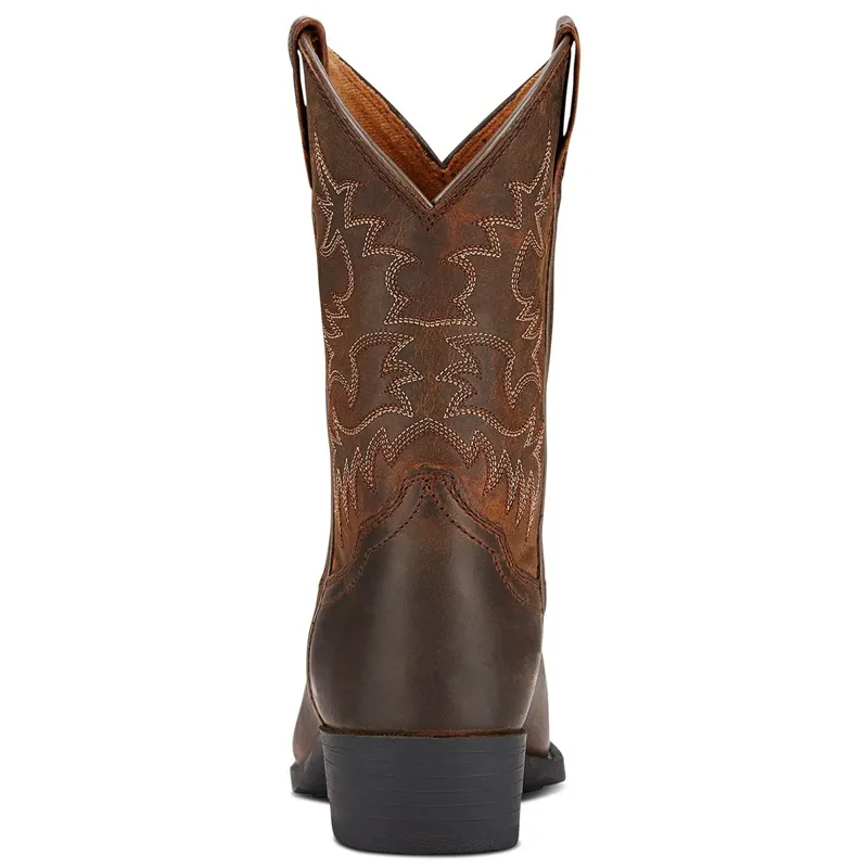 Ariat Heritage R Toe Junior Western Boots - Distressed Brown-1