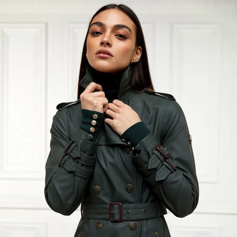 Holland Cooper Kendal Full Length Waterproof Trench Coat - Evergreen-3