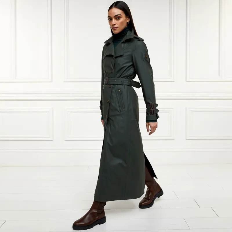 Holland Cooper Kendal Full Length Waterproof Trench Coat - Evergreen-2