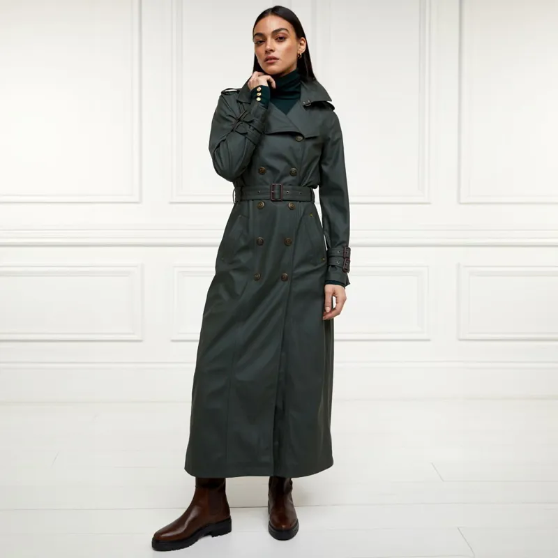 Holland Cooper Kendal Full Length Waterproof Trench Coat - Evergreen-5