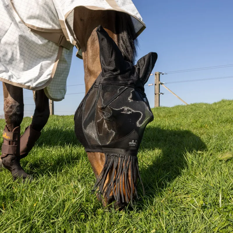 Kentucky Classic Fly Mask with Ears and Nose Tassels - Black-6