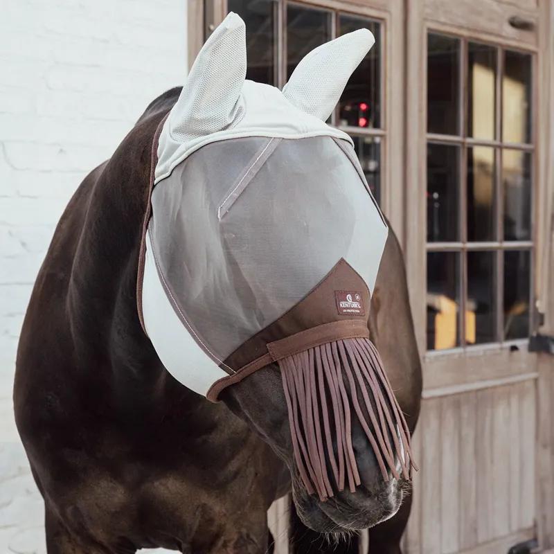 Kentucky Classic Fly Mask with Ears and Nose Fringe - Silver
