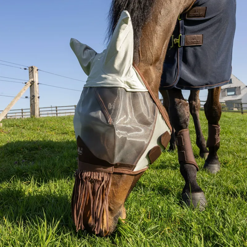 Kentucky Classic Fly Mask with Ears and Nose Fringe - Silver-5