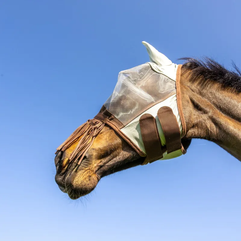 Kentucky Classic Fly Mask with Ears and Nose Fringe - Silver-4