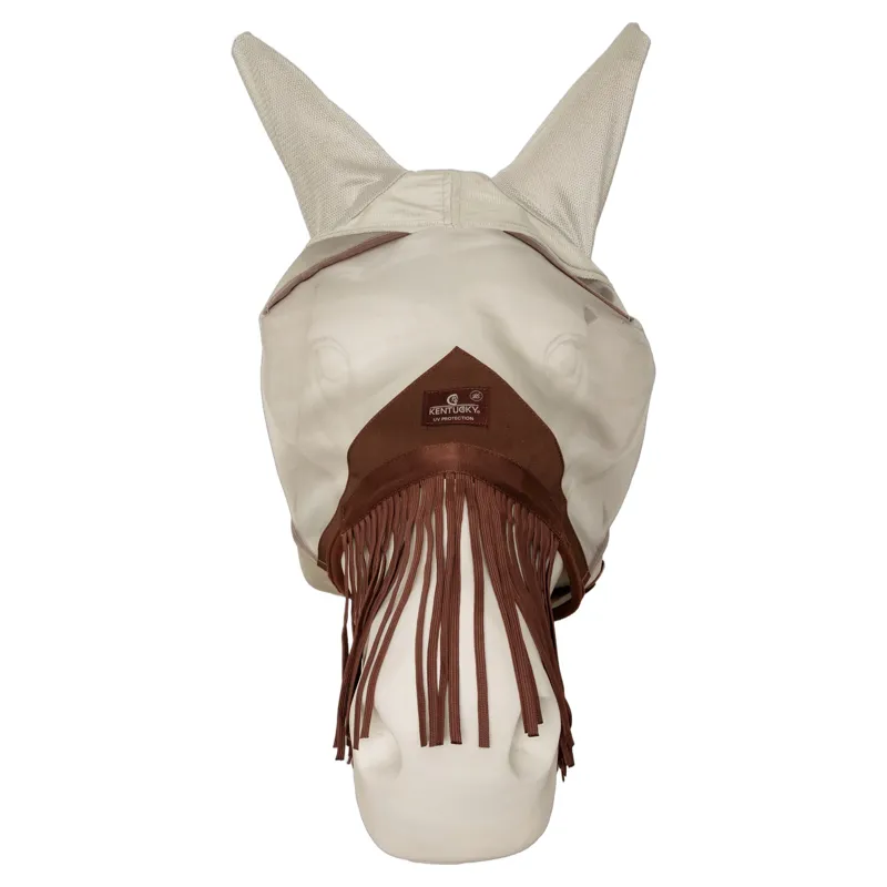 Kentucky Classic Fly Mask with Ears and Nose Fringe - Silver-3