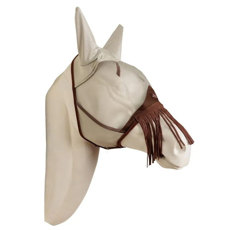 Kentucky Classic Fly Mask with Ears and Nose Fringe - Silver-2