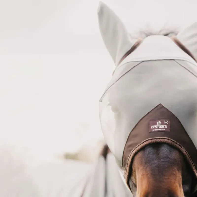 Kentucky Classic Fly Mask with Ears - Silver-3
